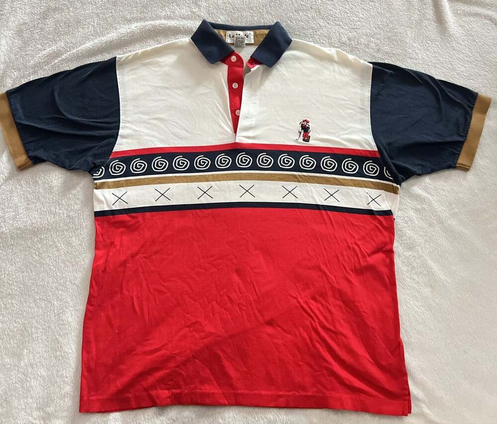 La Mode Golf Polo Size L Vintage Colorblock Embroidered Goofy